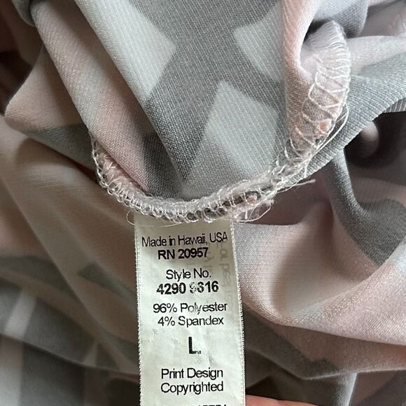 Tori Richard Pink Gray Tropical Leaf Print Top Size L Made in Hawaii USA - Picture 6 of 6